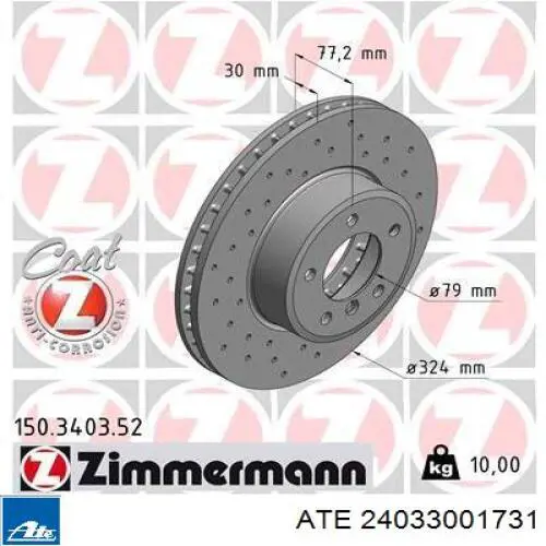 Frenos delanteros ATE 24033001731 precio, desde 57,97 EUR