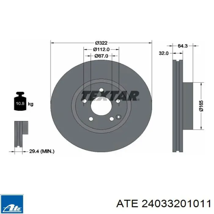 24.0332-0101.1 ATE freno de disco delantero