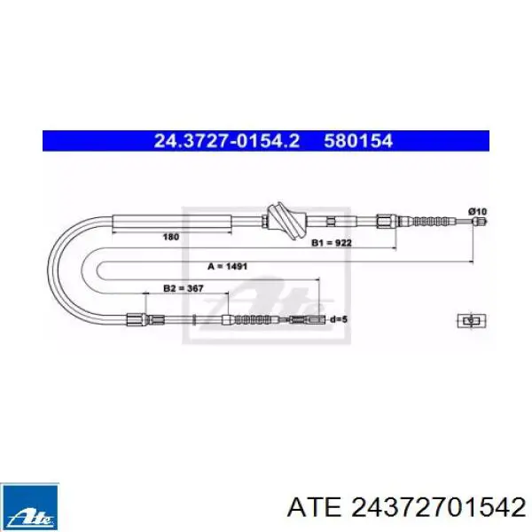 Cable de freno de mano trasero derecho/izquierdo SPJ 909293