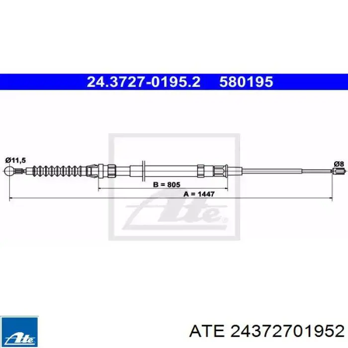 Cable de freno de mano trasero derecho/izquierdo 24372701952 ATE