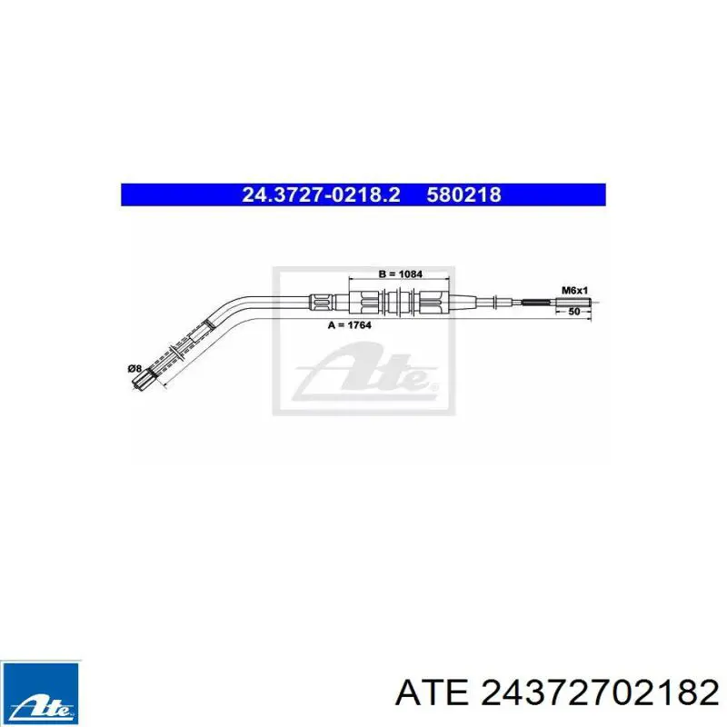 24.3727-0218.2 ATE cable de freno de mano trasero derecho/izquierdo