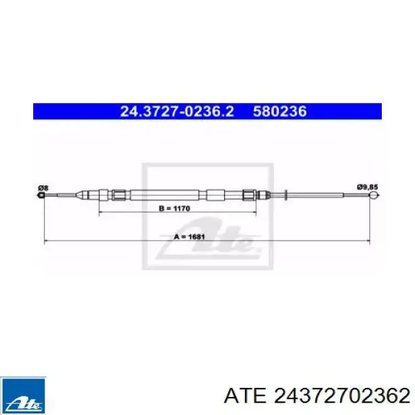 24372702362 ATE cable de freno de mano trasero izquierdo