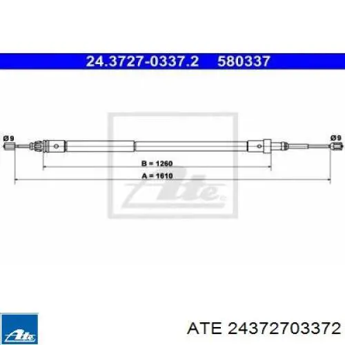 24.3727-0337.2 ATE cable de freno de mano trasero izquierdo