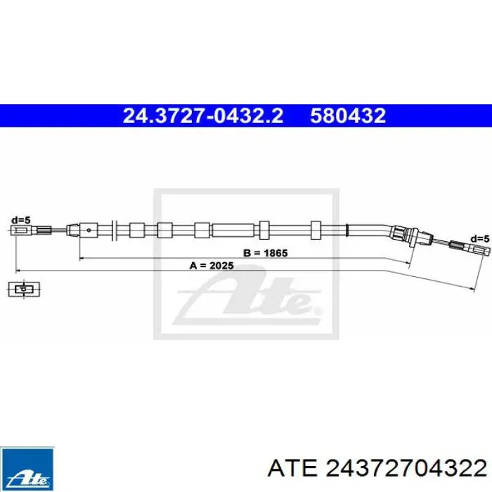 24.3727-0432.2 ATE cable de freno de mano trasero izquierdo