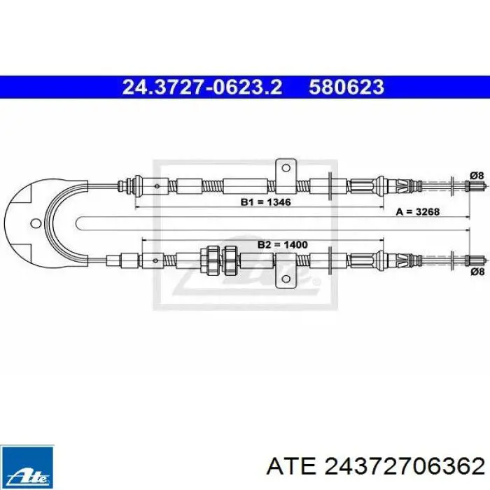 24.3727-0636.2 ATE cable de freno de mano trasero derecho/izquierdo