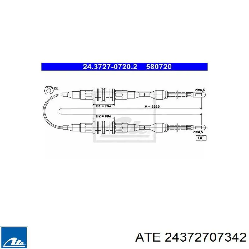 24372707342 ATE cable de freno de mano trasero izquierdo