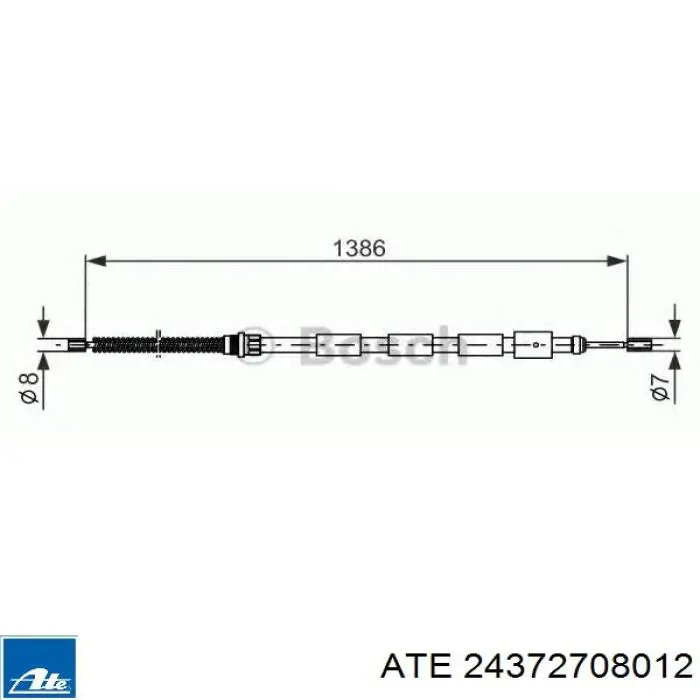 24.3727-0801.2 ATE cable de freno de mano trasero derecho