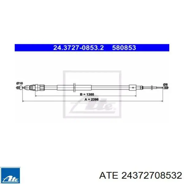 24.3727-0853.2 ATE cable de freno de mano trasero derecho/izquierdo