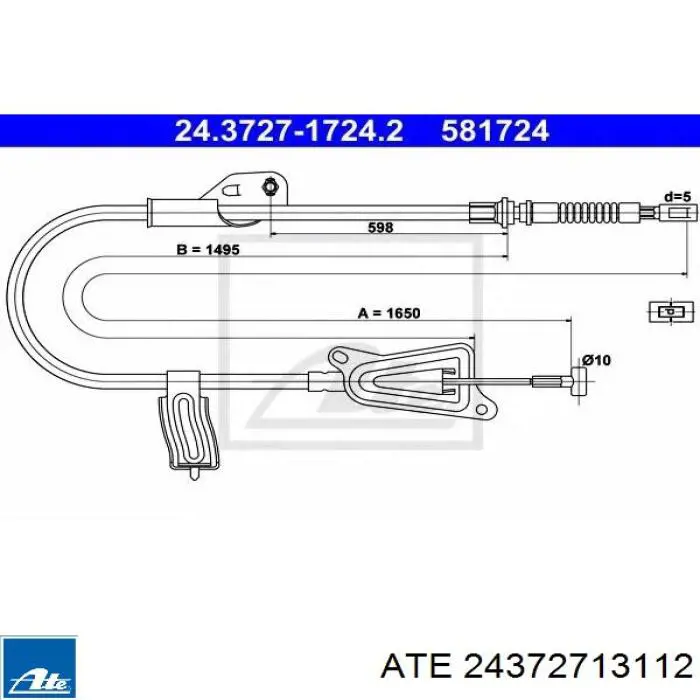 Cable de freno de mano trasero derecho/izquierdo 911267 SPJ