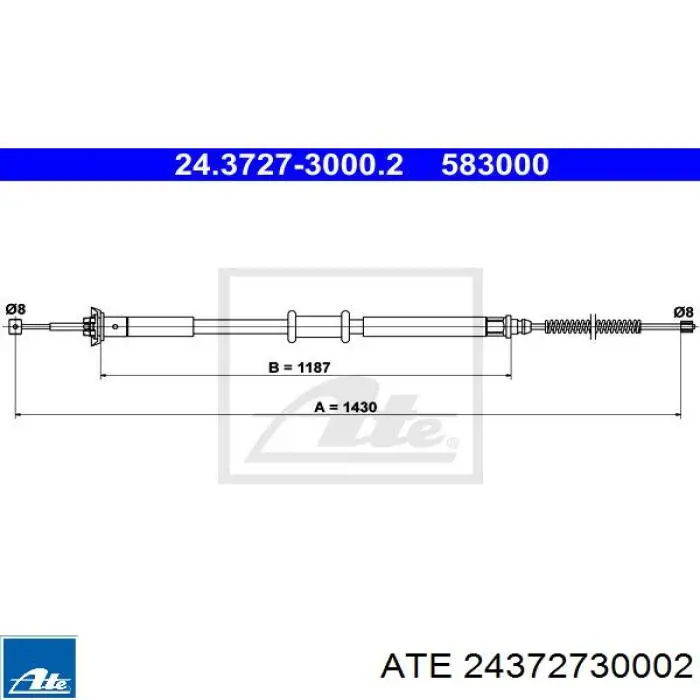 24.3727-3000.2 ATE cable de freno de mano trasero derecho/izquierdo