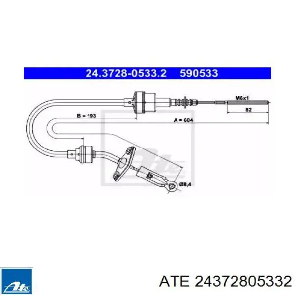 Cable de embrague 24372805332 ATE