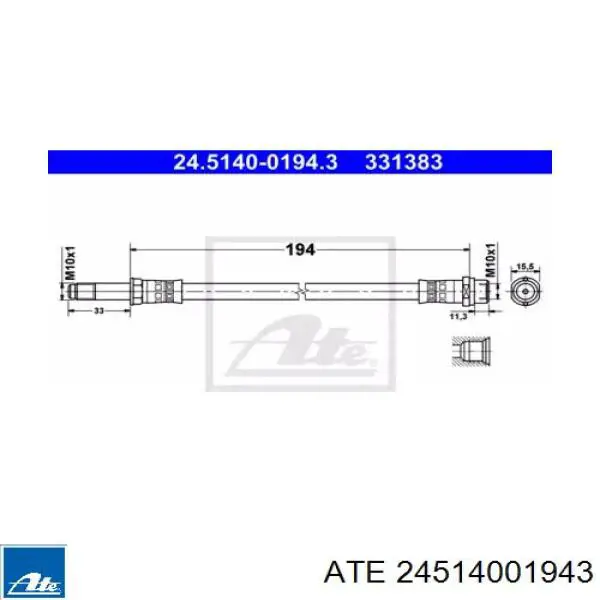 24.5140-0194.3 ATE tubo flexible de frenos trasero