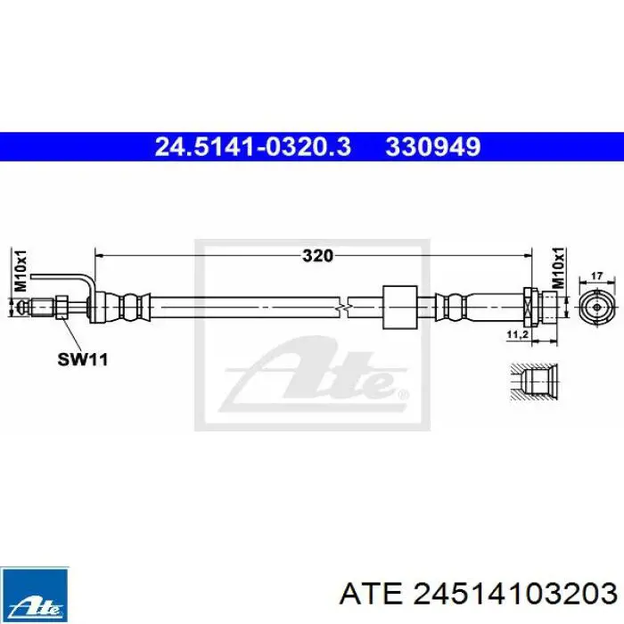 24.5141-0320.3 ATE latiguillo de freno delantero