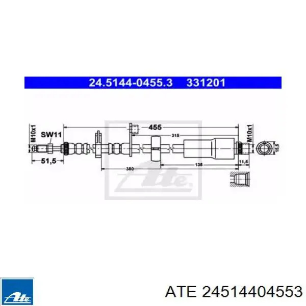 24.5144-0455.3 ATE latiguillo de freno delantero