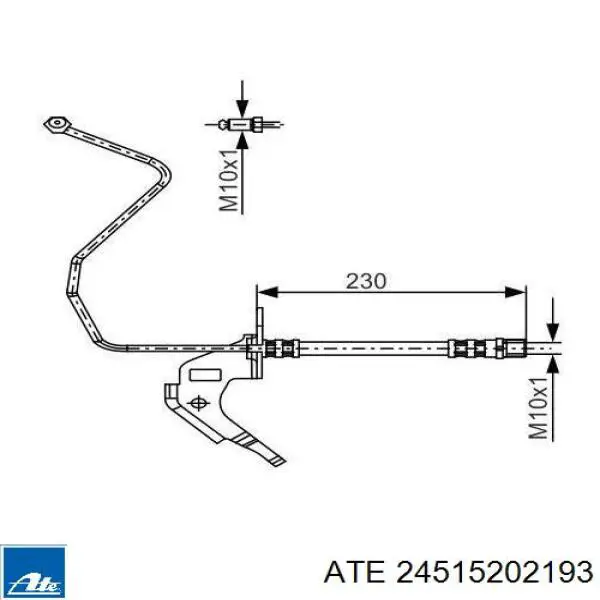 24.5152-0219.3 ATE tubo flexible de frenos trasero derecho