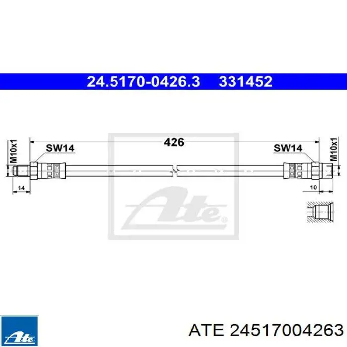 24.5170-0426.3 ATE latiguillo de freno delantero