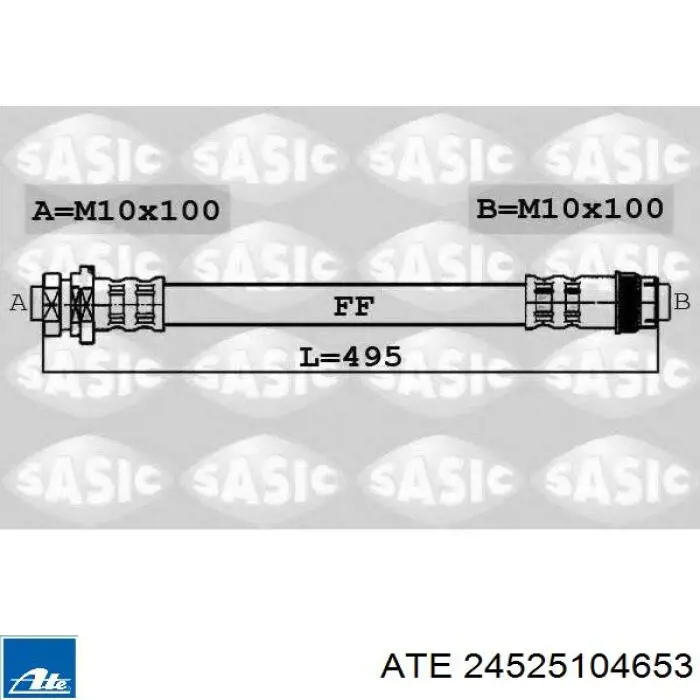 24.5251-0465.3 ATE tubo flexible de frenos trasero derecho