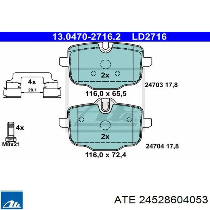 24.5286-0405.3 ATE tubo flexible de frenos delantero izquierdo