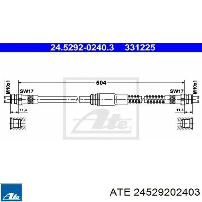 24.5292-0240.3 ATE tubo flexible de frenos trasero izquierdo