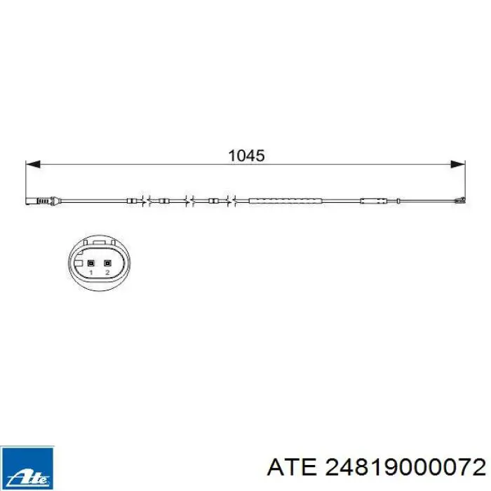 24.8190-0007.2 ATE contacto de aviso, desgaste de los frenos, trasero