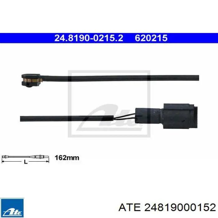 24.8190-0015.2 ATE contacto de aviso, desgaste de los frenos, trasero