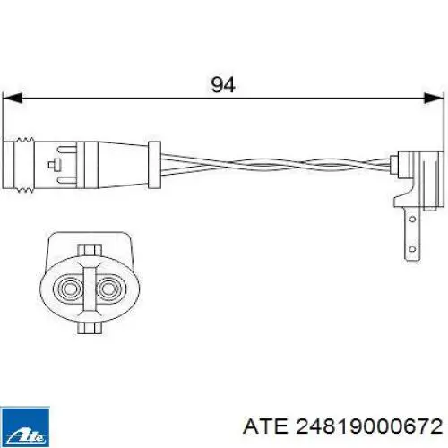 Sensor de desgaste de las pastillas de freno delanteras 24819000672 ATE