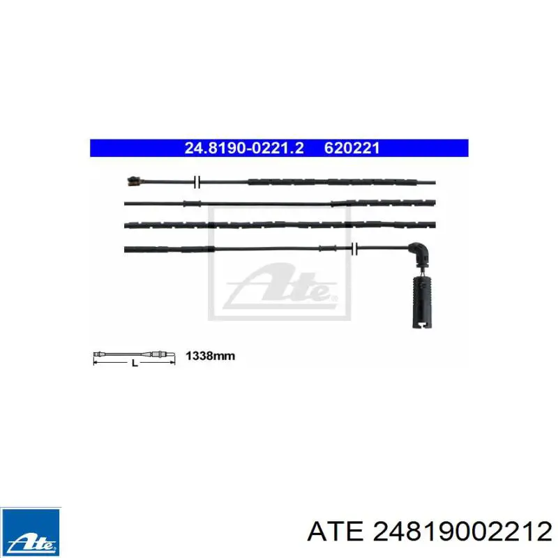 24.8190-0221.2 ATE contacto de aviso, desgaste de los frenos, trasero
