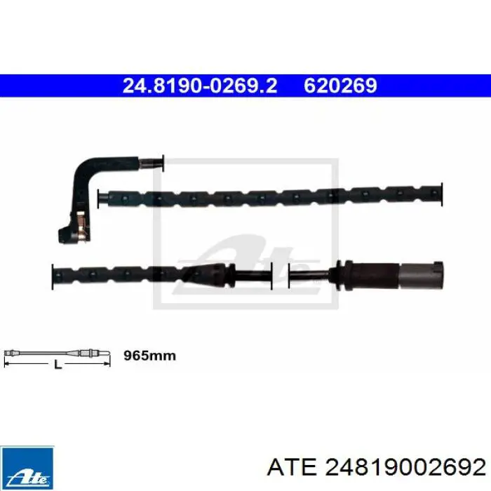 24.8190-0269.2 ATE contacto de aviso, desgaste de los frenos, trasero