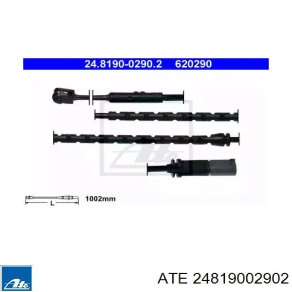 24.8190-0290.2 ATE contacto de aviso, desgaste de los frenos, trasero