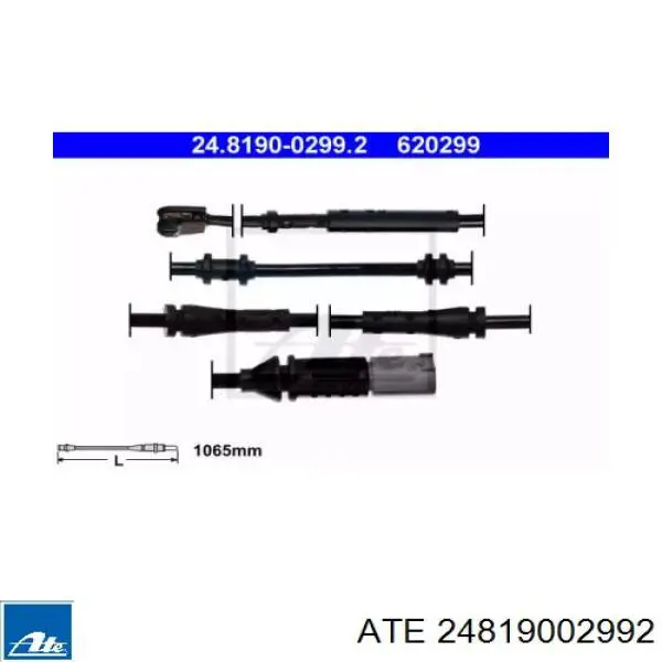 24.8190-0299.2 ATE contacto de aviso, desgaste de los frenos, trasero