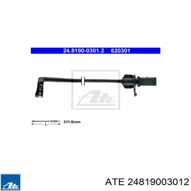 24.8190-0301.2 ATE contacto de aviso, desgaste de los frenos