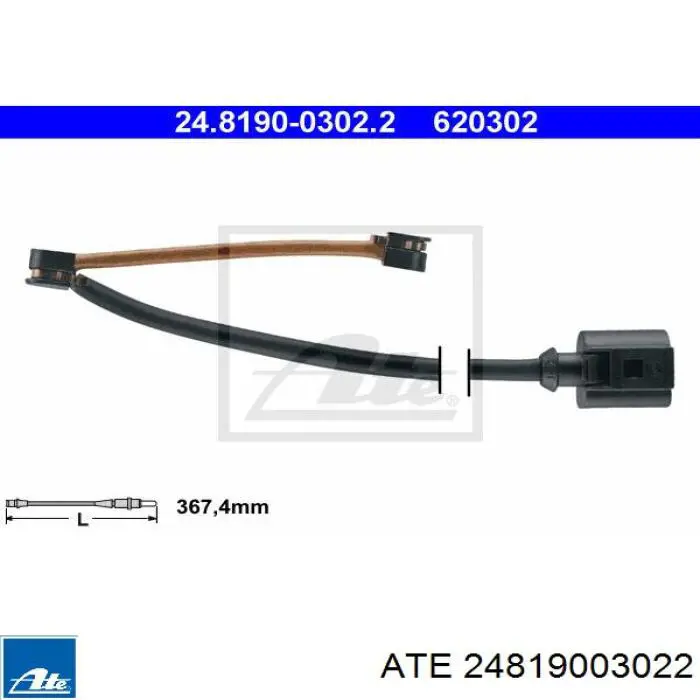 24.8190-0302.2 ATE contacto de aviso, desgaste de los frenos