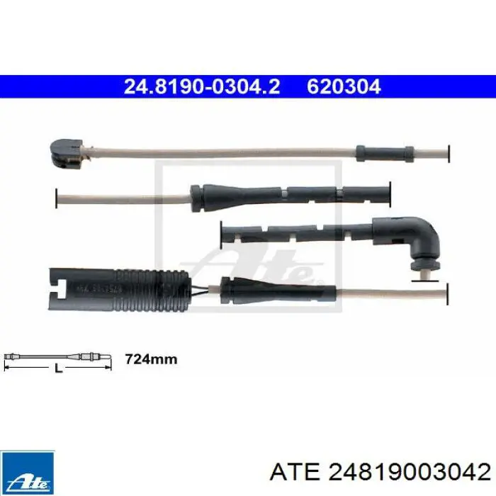 24.8190-0304.2 ATE contacto de aviso, desgaste de los frenos