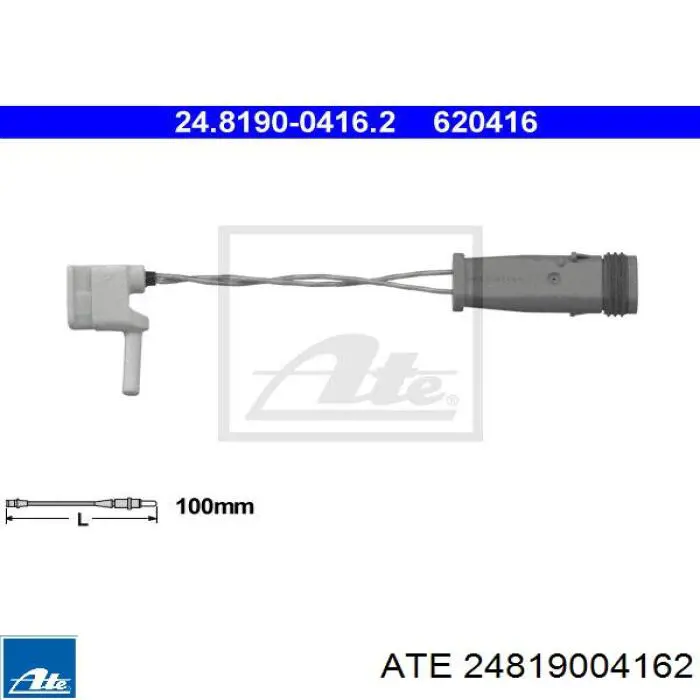 24.8190-0416.2 ATE contacto de aviso, desgaste de los frenos, delantero izquierdo