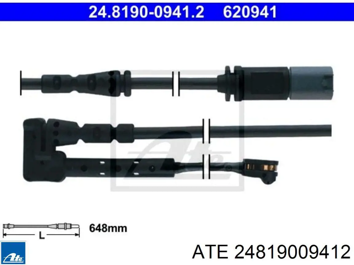 24.8190-0941.2 ATE contacto de aviso, desgaste de los frenos