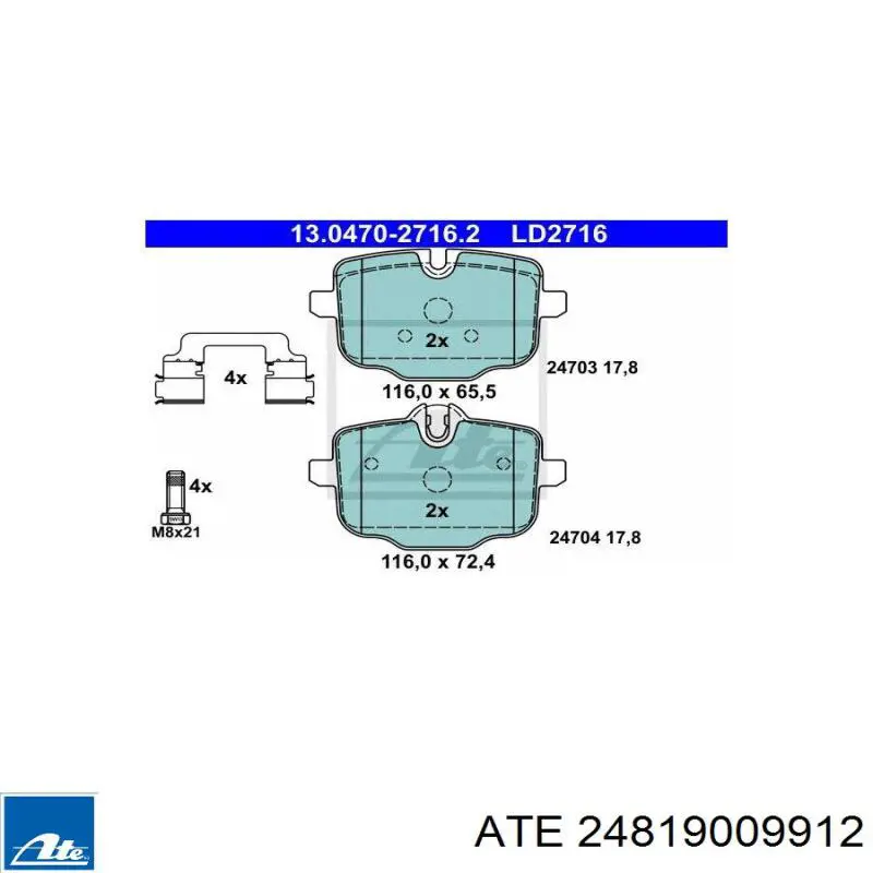Sensor de desgaste de pastillas de freno trasero 882155 Triclo