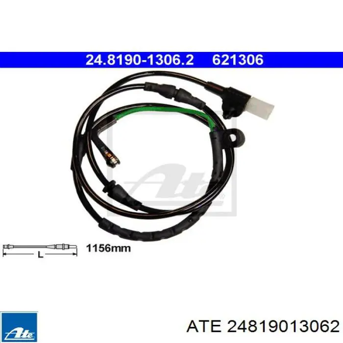 24.8190-1306.2 ATE contacto de aviso, desgaste de los frenos, trasero