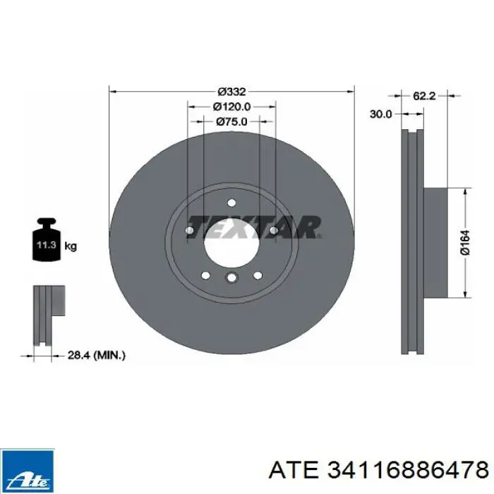 34116886478 ATE freno de disco delantero