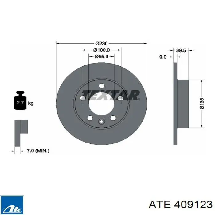 409123 ATE Freno de disco trasero