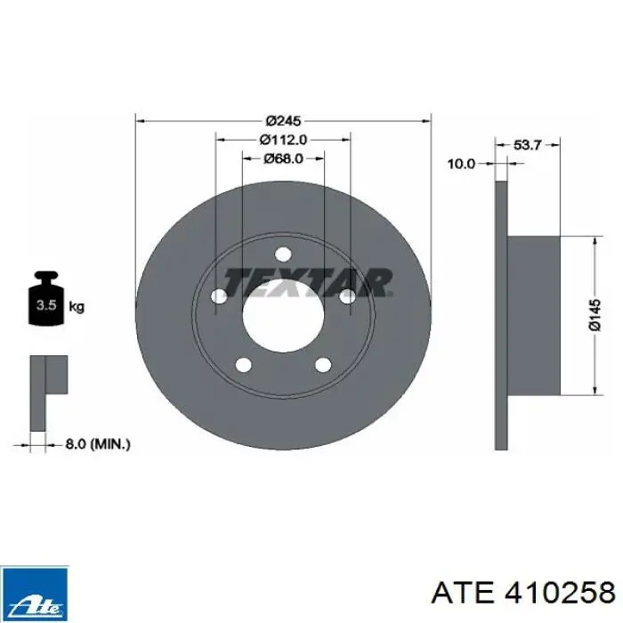 410258 ATE disco de freno trasero