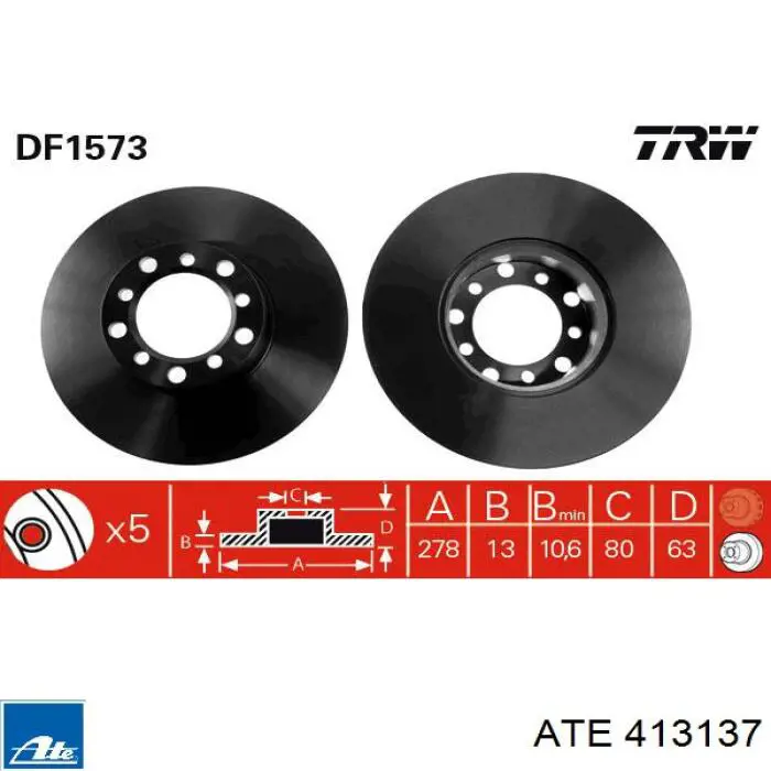 413137 ATE freno de disco delantero