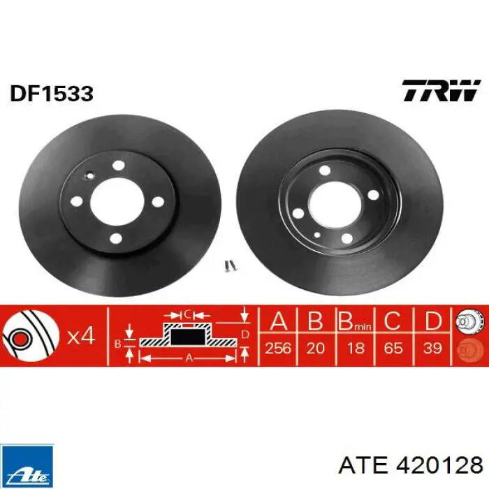 420128 ATE freno de disco delantero