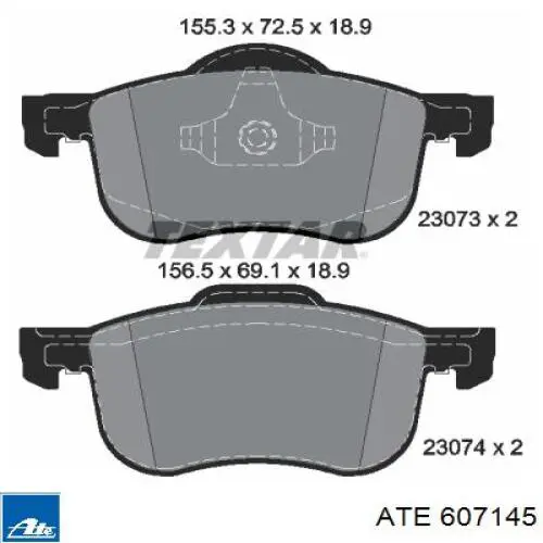 607145 ATE pastillas de freno delanteras