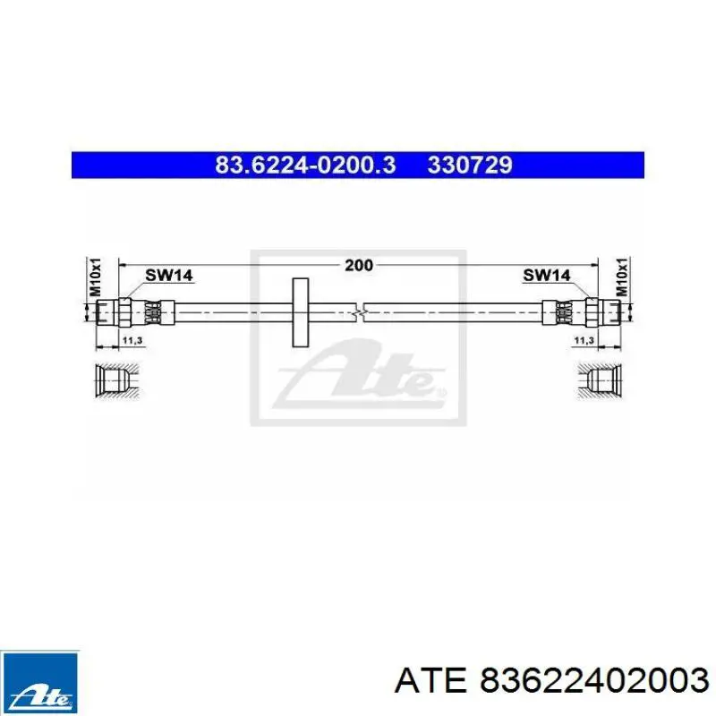 83622402003 ATE tubo flexible de frenos trasero izquierdo