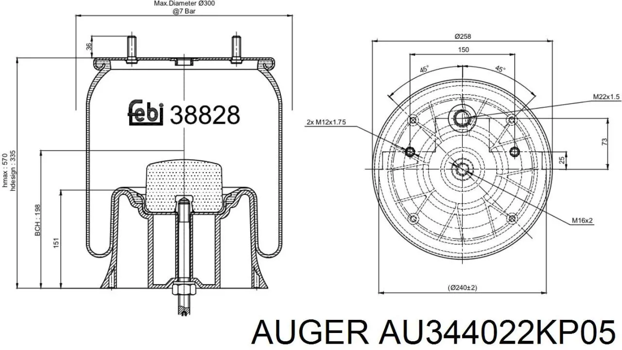 AU344022KP05 Auger muelle neumático, suspensión