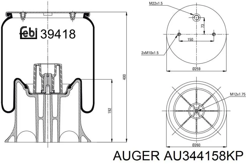 AU 344158-KP Auger muelle neumático, suspensión