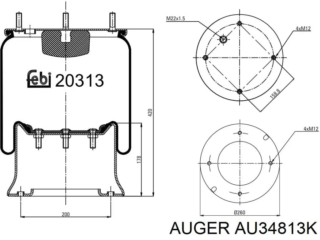 AU34813K Auger muelle neumático, suspensión, eje trasero