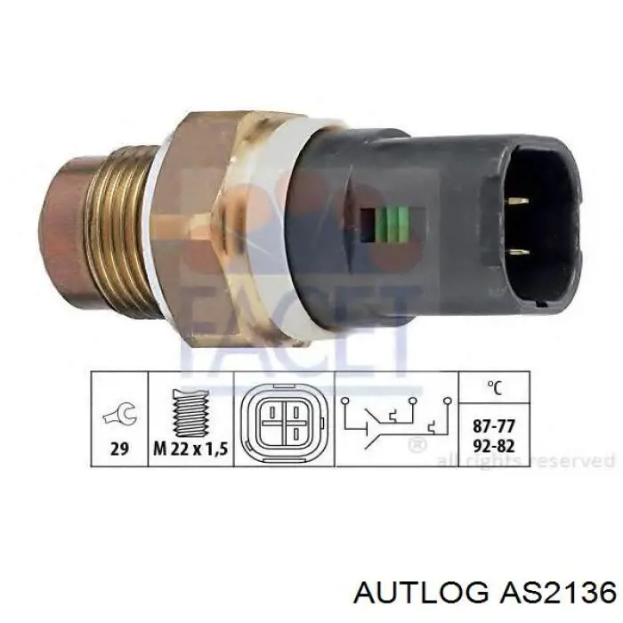 AS2136 Autlog sensor, temperatura del refrigerante (encendido el ventilador del radiador)