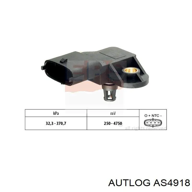 AS4918 Autlog sensor de presion del colector de admision