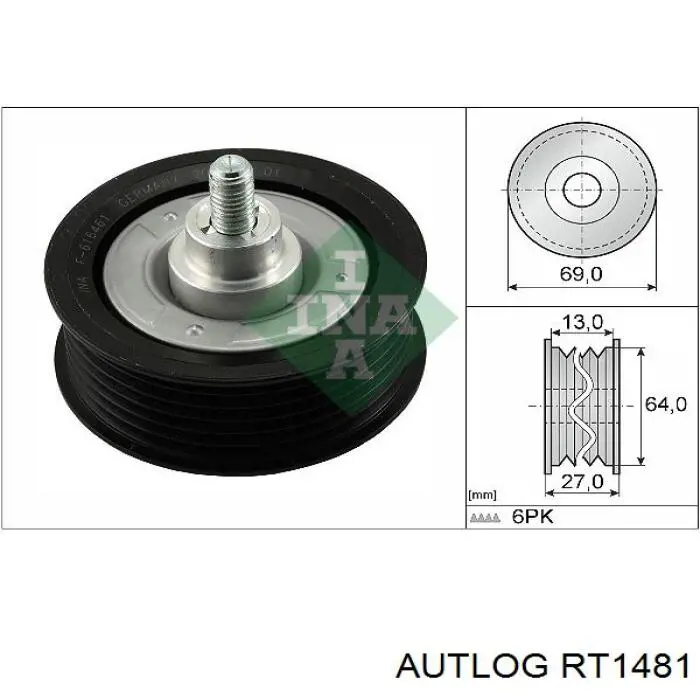 5751F0 Peugeot/Citroen Polea guía correa poli V